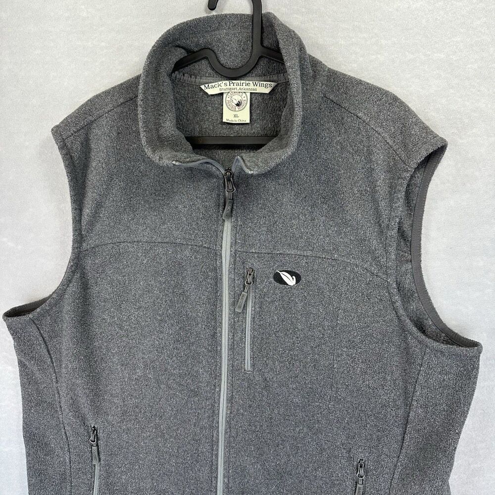 Mack’s Prairie Wings Men's XL Gray Fleece Vest Hunting‎ Multifunctional Full Zip